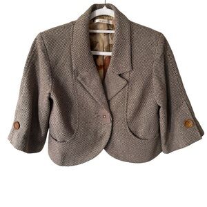 Bracewell Vintage Women's Wool Blend Tan Blazer with Button Detail Size S Office
